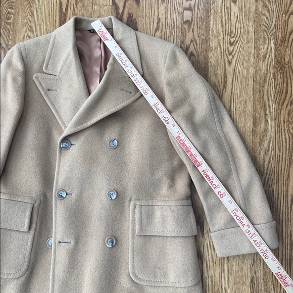 Men's winter coat 100% mongolian camel hair tan deep pockets double breasted - Picture 8 of 13